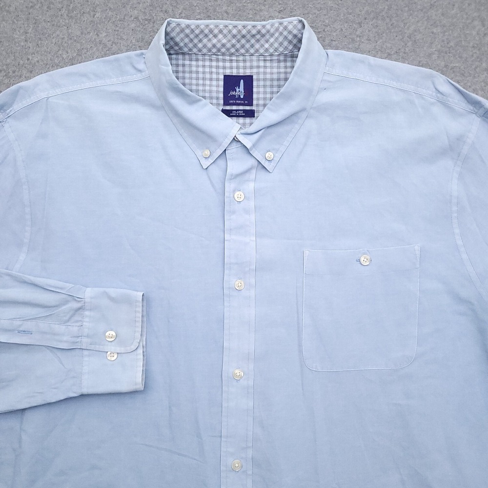 Johnnie O Button Down Shirt Mens XXL Cotton/Linen/Silk Blend Light Blue